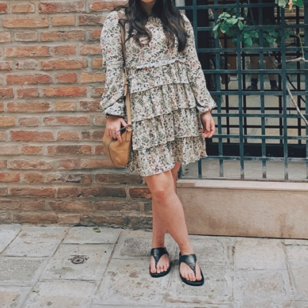 Anthropologie Floral Rachele Tiered Ruffle Dress